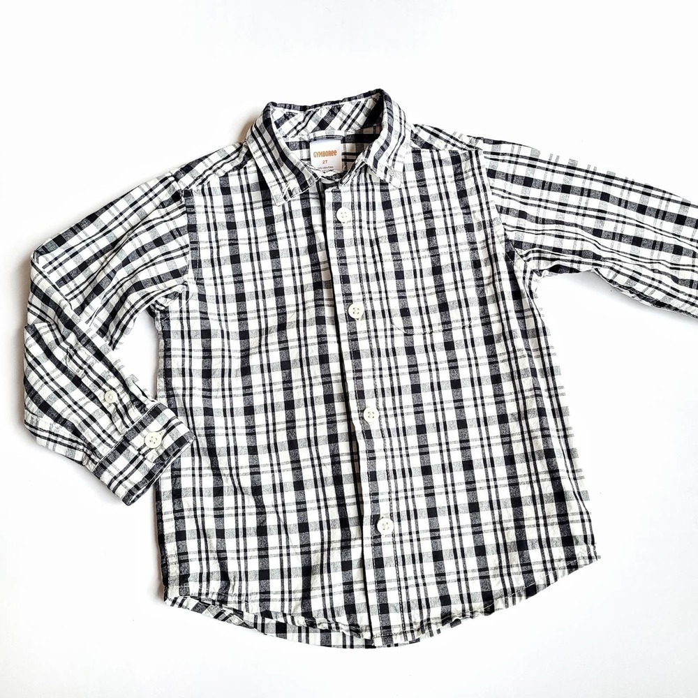 Gymboree 2T Plaid Button Up Black & White Holiday Dress
